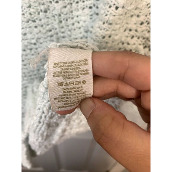 Free People Songbird Seafoam Oversized Chunky Knit V-Neck Sweater Size Small - Picture 4 of 4